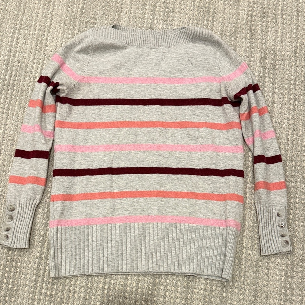LOFT Striped Women's Sweater - Gray, Pink, and Red